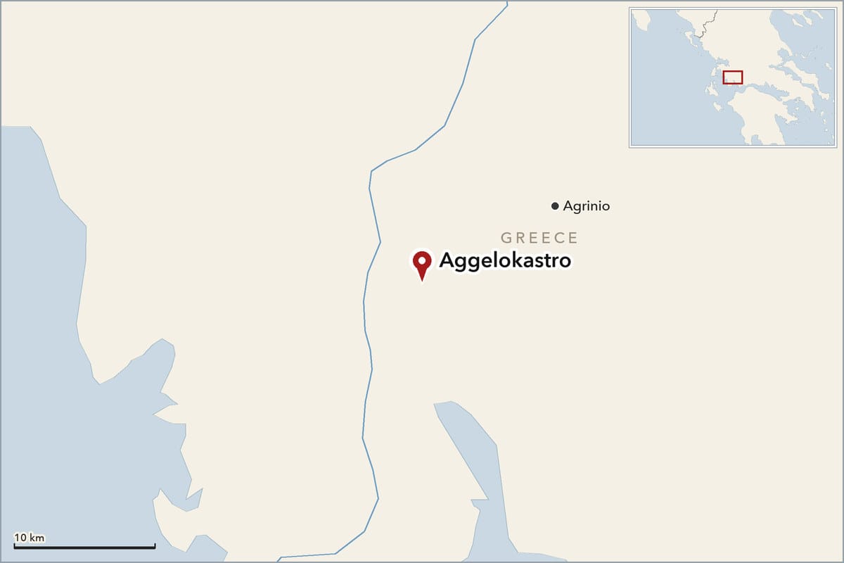 Map showing where Aggelokastro is