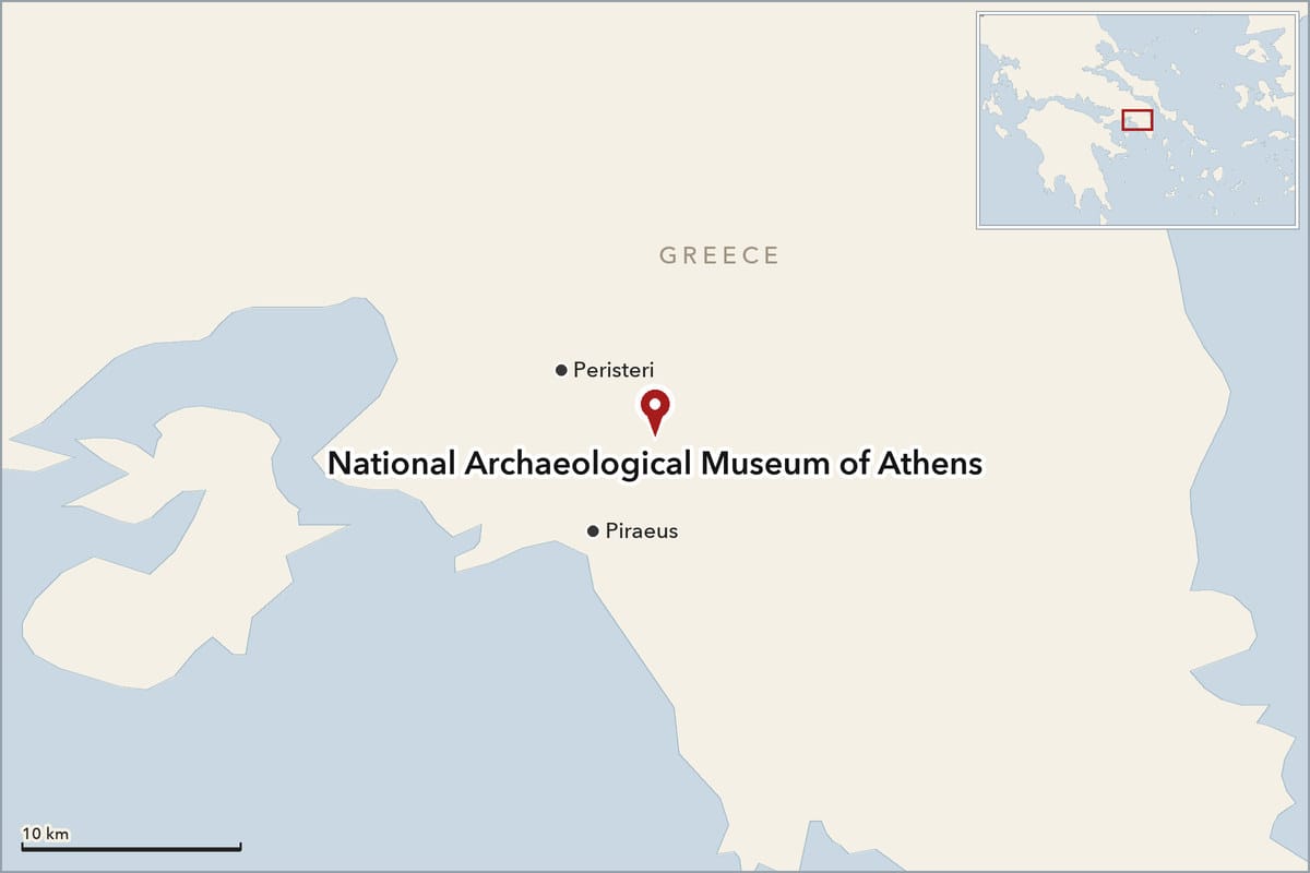 Map showing where National Archaeological Museum of Athens is