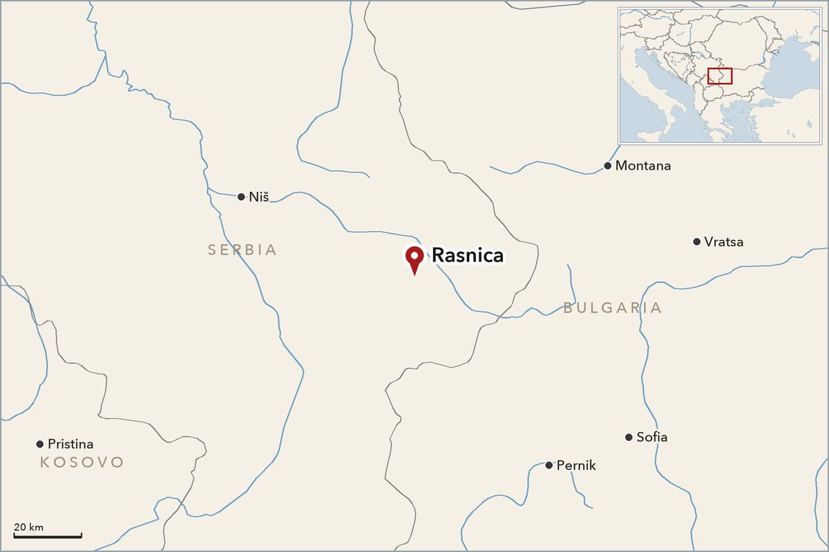 Map showing where Rasnica is