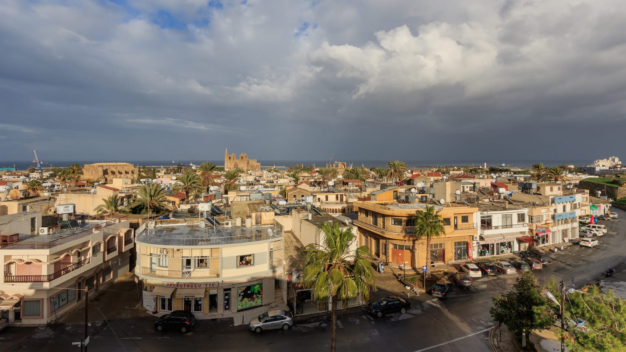A general view of the walled medieval city of Famagusta, Cyprus