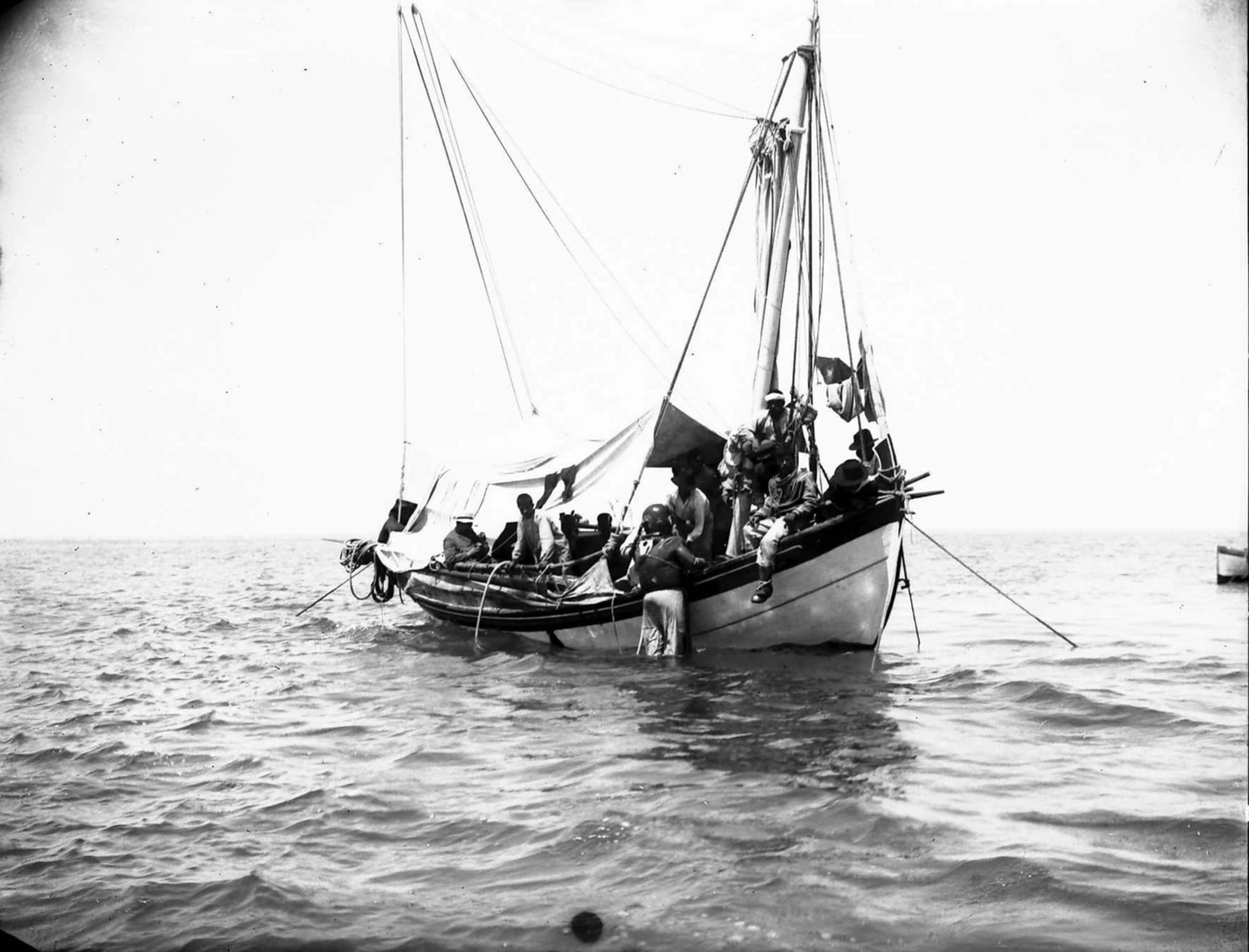 A diver in a standard (vintage) diving dress at the Antikythera shipwreck site
